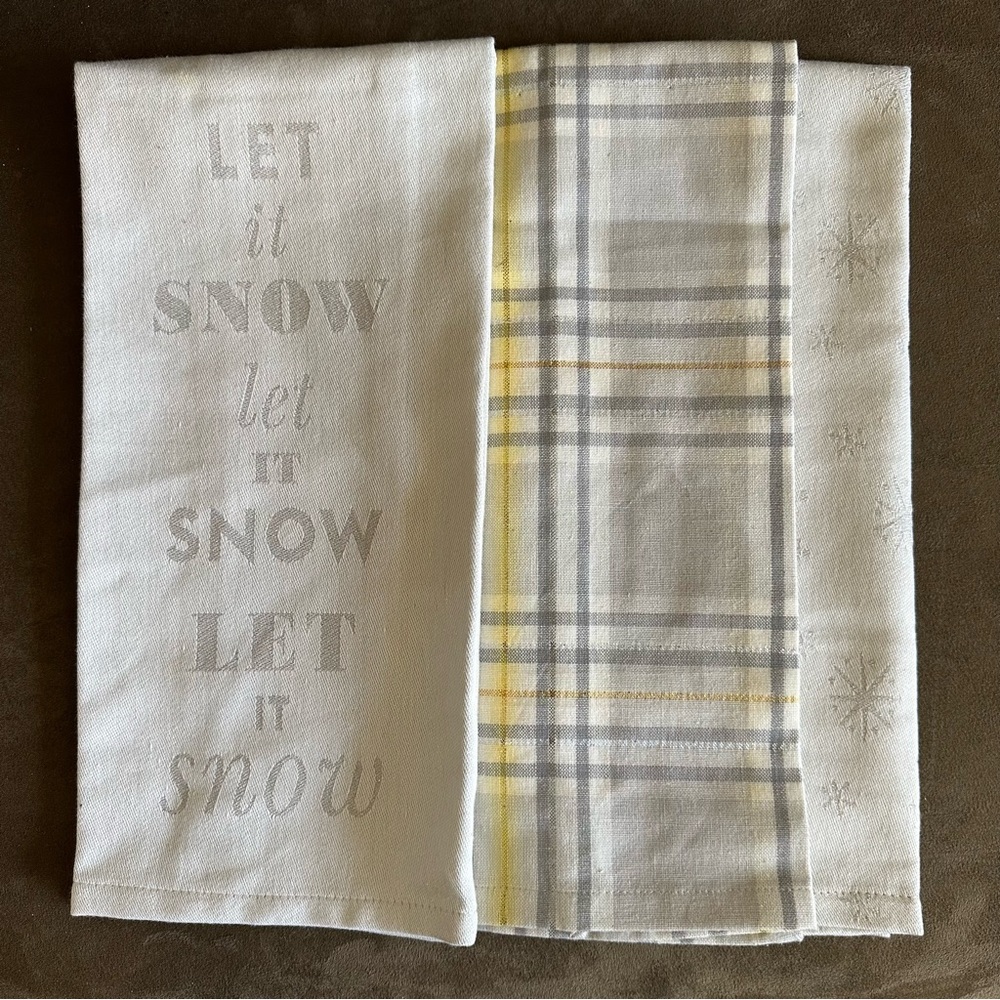 kate spade Silver/Multi  “Let It Snow” Dishtowel Set